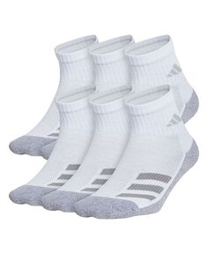 Набор из 6 носков с мягкой угловой полоской для Big Boys, четверть четверти adidas, белый