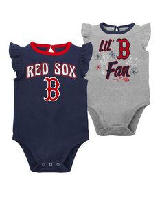 Набор из двух боди для новорожденных темно-синего цвета, цвета Хизер серый Boston Red Sox Little Fan Outerstuff, синий