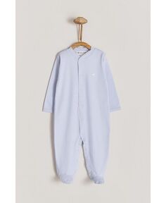 Мягкая перуанская пижама премиум-класса из хлопка с логотипом синего цвета для мальчиков для младенцев babycottons, синий