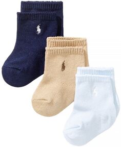 Носки для маленьких мальчиков с вышитым логотипом Ralph Lauren, набор из 3 шт. Polo Ralph Lauren, мультиколор