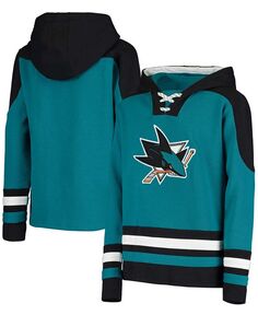 Нестареющий пуловер с капюшоном на шнуровке для больших мальчиков и девочек, темно-бирюзовый San Jose Sharks San Jose Sharks Outerstuff, синий