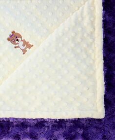 Одеяло Minky для девочки с вышитым мишкой Lil&apos; Cub Hub, фиолетовый