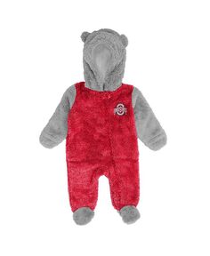 Новорожденный Скарлет, Серый Штат Огайо Buckeyes Game Nap Teddy Флисовая пижама с молнией во всю длину Outerstuff, красный