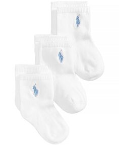 Носки для маленьких мальчиков с вышитым логотипом Ralph Lauren, набор из 3 шт. Polo Ralph Lauren, белый