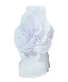 Носки с блестками и открытым носком для маленьких девочек с цветочной накладкой Baby Deer, белый