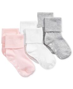 Носки с манжетами для маленьких девочек, набор из 3 штук First Impressions, мультиколор