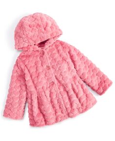 Пальто из искусственного меха для маленьких девочек First Impressions, розовый