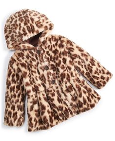 Пальто из искусственного меха для маленьких девочек First Impressions, коричневый