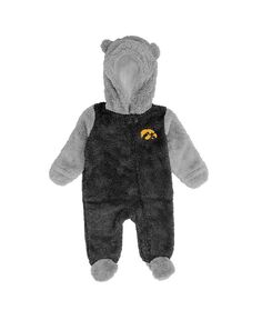 Пижама для новорожденных Iowa Hawkeyes Game Nap Teddy флисовая с молнией во всю длину Outerstuff, черный/серый