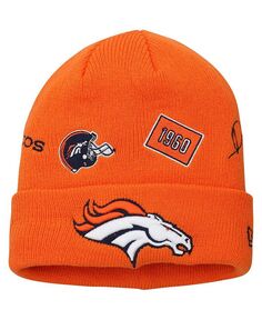 Оранжевая вязаная шапка с манжетами в индивидуальном стиле для мальчиков и девочек Big Denver Broncos New Era, оранжевый