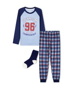 Пижама для больших мальчиков с носками, комплект из 3 предметов Max &amp; Olivia, мультиколор