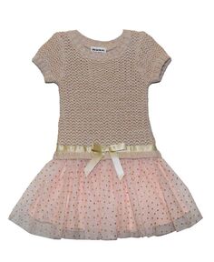Переливающийся свитер и платье из тюлевой юбки для маленьких девочек Blueberi Boulevard, розовый