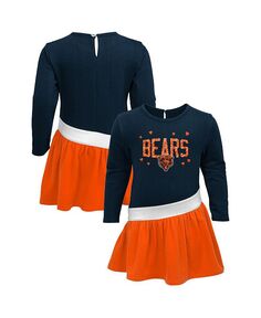 Платье для девочек-младенцев, темно-синее, оранжевое, трикотажное платье Chicago Bears Heart To Heart из трикотажной смеси Outerstuff, синий