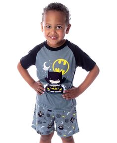 Пижамы с изображением Бэтмена для маленьких мальчиков, детский пижамный комплект из 2 предметов для ночной езды DC Comics, черный