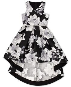 Платье из микадо с цветочным принтом для больших девочек в социальном стиле Hi Low Speechless, черный/серый