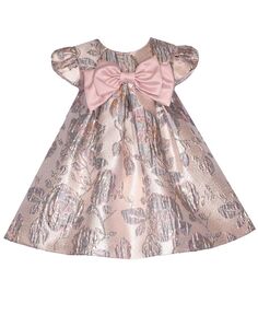Платье металлик с короткими рукавами и цветочным принтом для маленьких девочек Bonnie Baby, мультиколор