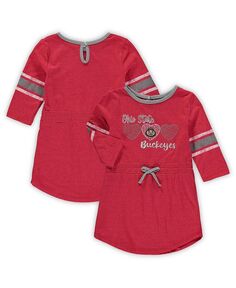 Платье в полоску с короткими рукавами и короткими рукавами для девочек-подростков Scarlet Ohio State Buckeyes Colosseum, красный