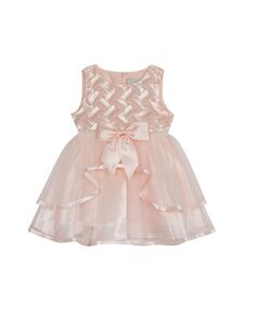 Платье в стиле корзинки для маленьких девочек с двухярусной ленточной юбкой Rare Editions, розовый