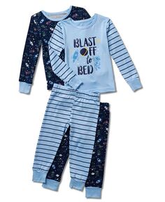 Пижамный комплект из 4 предметов для мальчиков Mix n Match Blast Off To Bed с длинными рукавами и джоггерами Tahari, мультиколор