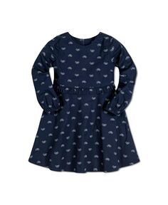 Платье для маленьких девочек с длинными рукавами и оборками на талии Hope &amp; Henry, синий