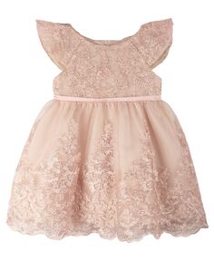 Платье для маленьких девочек с кружевной вышивкой Rare Editions, розовый