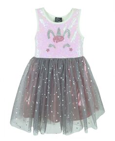 Платье без рукавов с блестками и единорогом для маленьких девочек Pink &amp; Violet, мультиколор
