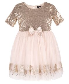 Платье с пайетками и рукавами до локтя для маленьких девочек Pink &amp; Violet, мультиколор