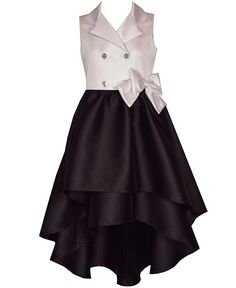 Платье-смокинг без рукавов для больших девочек, двойное платье с высоким и низким вырезом Bonnie Jean, черный