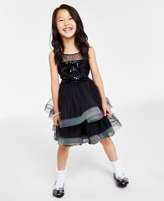 Платье с переливающимися пайетками для маленьких девочек Bonnie Jean, черный