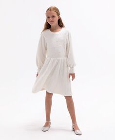 Платье-свитер с искусственным жемчугом для больших девочек Rare Editions, слоновая кость/кремовый