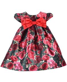 Платье-трапеция с короткими рукавами и бантом для маленьких девочек Bonnie Baby, мультиколор