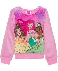 Плюшевый пуловер с капюшоном Принцесса Закат Волшебный закат для маленьких девочек Disney, розовый