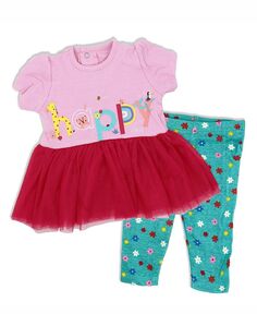 Платье-пачка Happy с короткими рукавами и леггинсы для маленьких девочек, комплект из 2 предметов Lily &amp; Jack, мультиколор