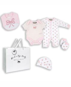 Подарочный набор с бантиками для маленьких девочек в сетчатой сумке, набор из 5 предметов Rock-A-Bye Baby Boutique, мультиколор