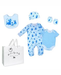 Подарочный набор из 6 предметов для новорожденных Layette Little Friends Rock-A-Bye Baby Boutique, синий