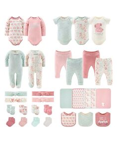 Подарочный набор Newborn Layette для девочек, розовый слон с цветочным принтом, 30 основных предметов, The Peanutshell, мультиколор