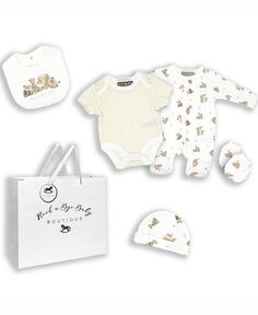 Подарок Furry Besties Layette для мальчиков и девочек в сетчатой сумке, набор из 5 предметов Rock-A-Bye Baby Boutique, мультиколор
