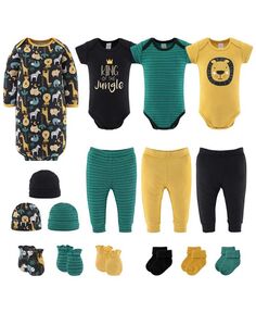 Подарочный набор Layette из 16 предметов для новорожденных девочек Король джунглей The Peanutshell, черный