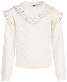 Пуловер с двойными рюшами для маленьких девочек Epic Threads, белый