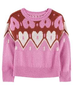 Пуловер из мохера с сердечками для маленьких девочек Carter&apos;s, мультиколор Carters