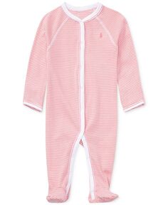 Полосатый хлопковый комбинезон для маленьких девочек Polo Ralph Lauren, розовый