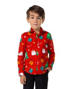 Праздничная рубашка с длинными рукавами для маленьких мальчиков OppoSuits, мультиколор