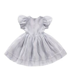Расклешенное платье с пышными рукавами для новорожденных и маленьких девочек OMAMImini, серый