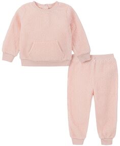Пуловер с круглым вырезом и брюки из букле для маленьких девочек, комплект из 2 предметов Calvin Klein, розовый