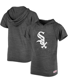Пуловер с короткими рукавами Big Boys Heather Black Chicago White Sox реглан с капюшоном Stitches, черный