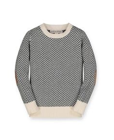Пуловер с круглым вырезом для мальчиков и заплатками на локтях Hope &amp; Henry, черный