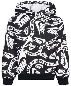 Пуловер с принтом Little Boys по всей поверхности, толстовка с капюшоном Nike, черный