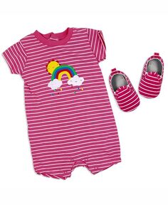 Радужный комбинезон и туфли с короткими рукавами для маленьких девочек, комплект из 2 предметов Lily &amp; Jack, мультиколор