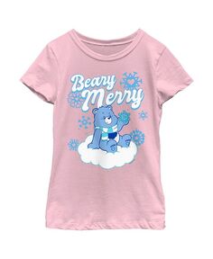 Рождественская футболка Grumpy Bear Beary Merry Child для девочек Care Bears, розовый
