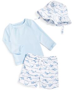 Рашгард, шорты для плавания и шапочка для мальчика Baby Boys Whales, комплект из 3 предметов First Impressions, белый